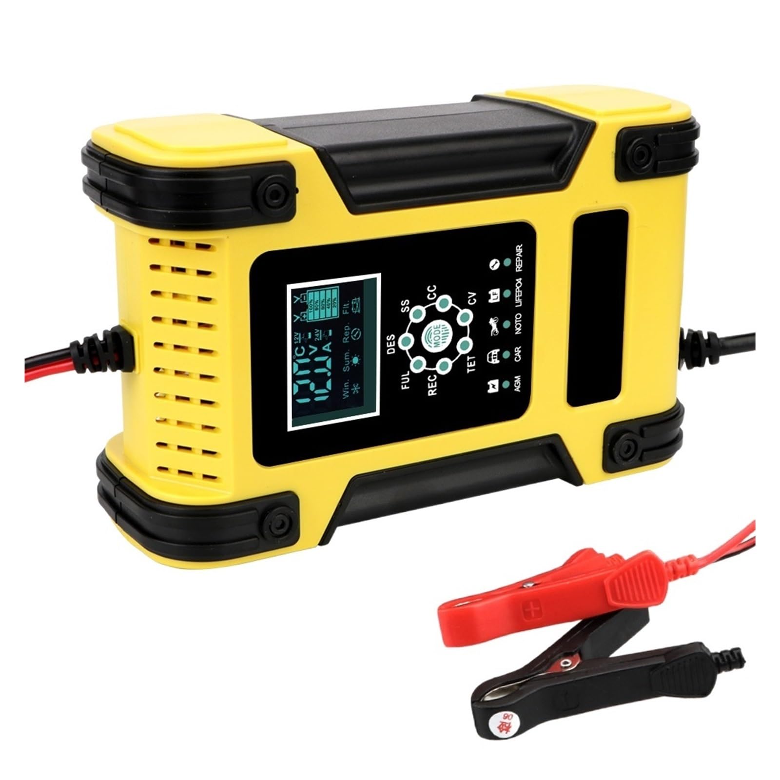 12V/12A Akumulator Litowo-żelazowy Ładowarka Do Akumulatora Kwasowo-ołowiowego Cyfrowy Wyświetlacz LCD Motocykl Samochodowa 7 Etap łAtwa W UżYciu