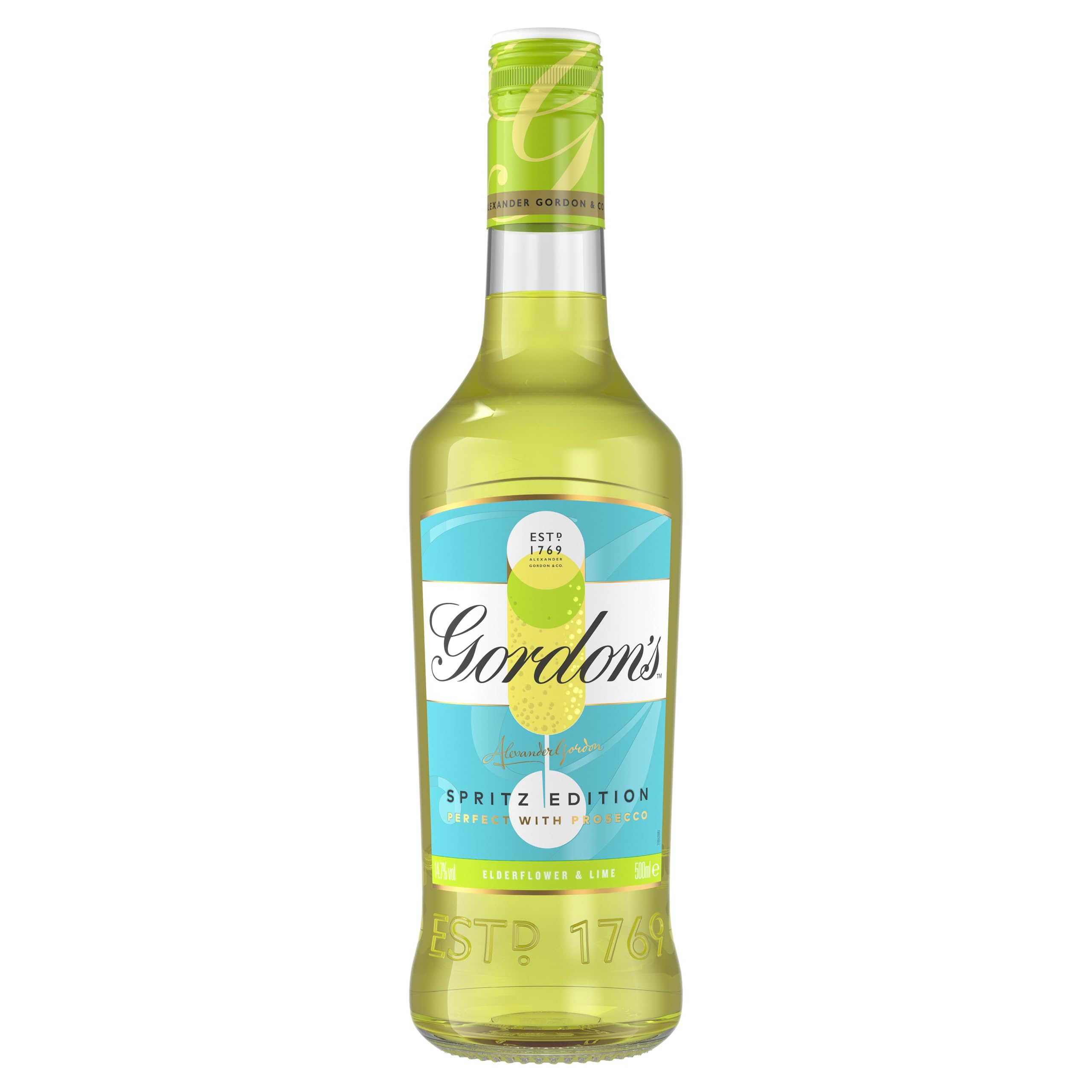 Gordon’s Spritz Edition Lime & Elderflower | 14.7% vol | 50cl | Limited Edition | Made for Mixing with Prosecco | Fruity & Floral | Gin Liqueur