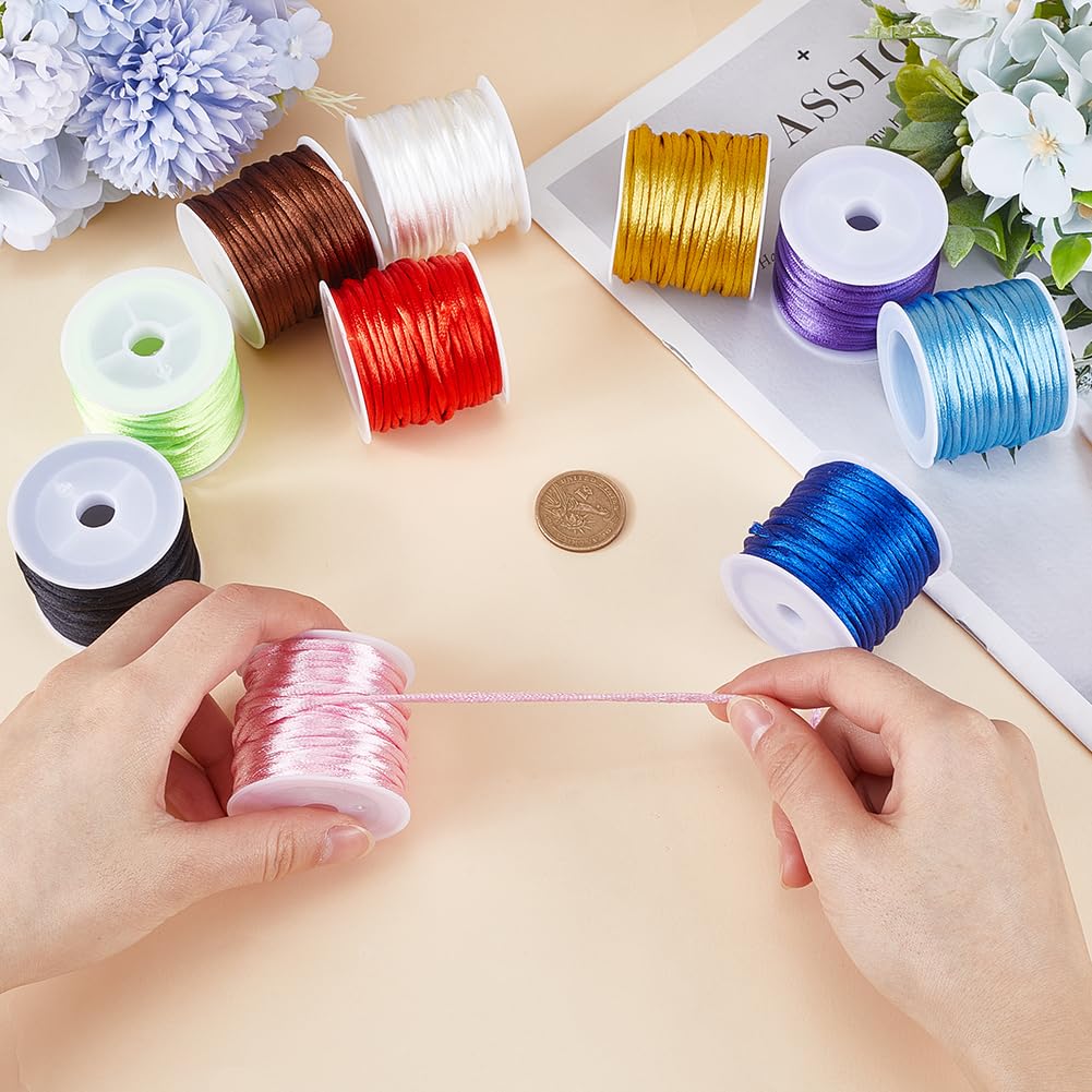 Fil Nylon 2mm Pour Bracelets - 240m Cordon Satin 12 Couleurs - Création Bijoux DIY