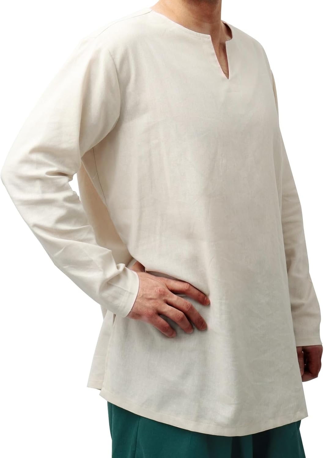 Mens Medieval Shirt Linen Undershirt Tunic Long Sleeves Renaissance Pirate Cosplay Costumes for Halloween - Image 4