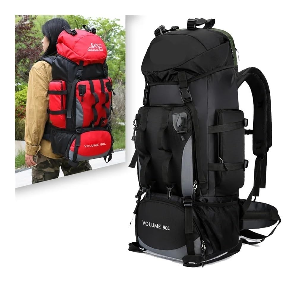 90 l wodoodporny plecak turystyczny kemping torba trekkingowa plecak duża pojemność podróżny outdoorowe torby sportowe sprzęt kempingowy mężczyźni, Niebieska okładka reklamy, rozmiar