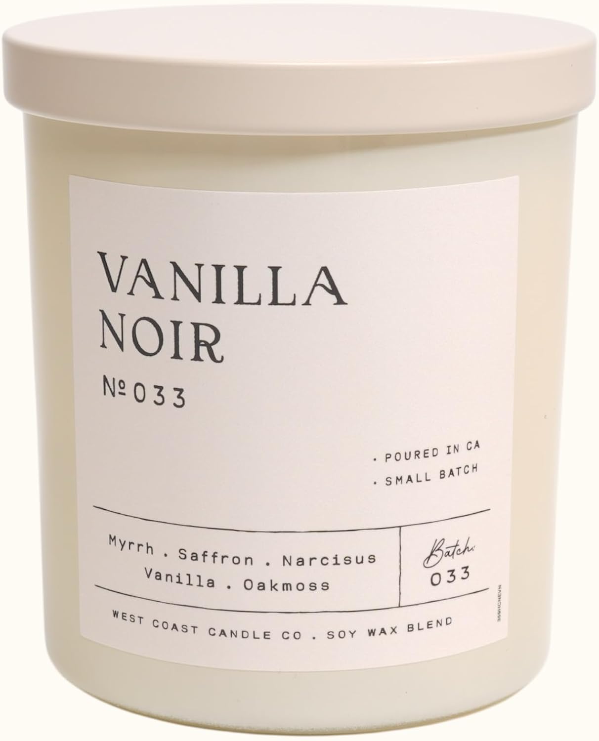 LEOBEN CO – Vanilla Noir Scented Candle – 9oz, Signature Collection Design – 50 hr Burn time – Poured in California Using Vegan Soy Wax and Essential Oils – Made in Small Batches
