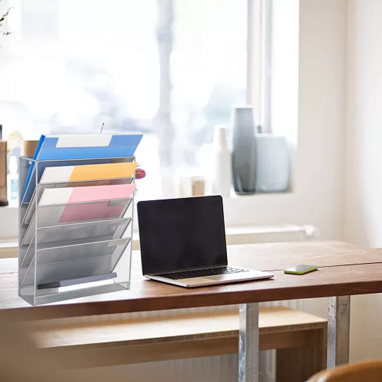 Alvinlite Organizzatore di File in Rete a 5 Livelli, Grigio, Organizer per File sospesi, Verticale, per Ufficio, casa