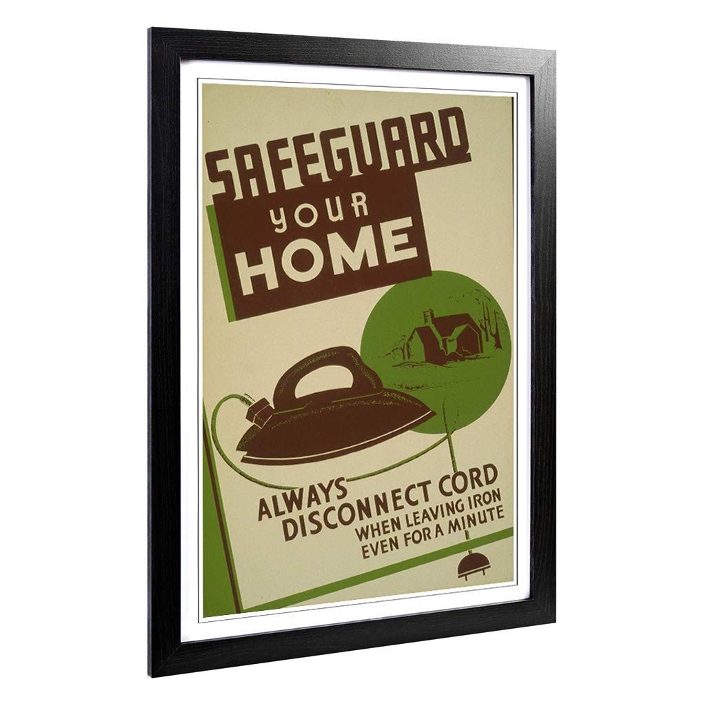 Big Box Art Framed Print of Vintage WPA Poster Safeguard Design | Wall Art Picture | Home Decor for Kitchen, Living Room, Bedroom, Hallway, Black, A2 / 24.5x18 Inch / 62x45cm