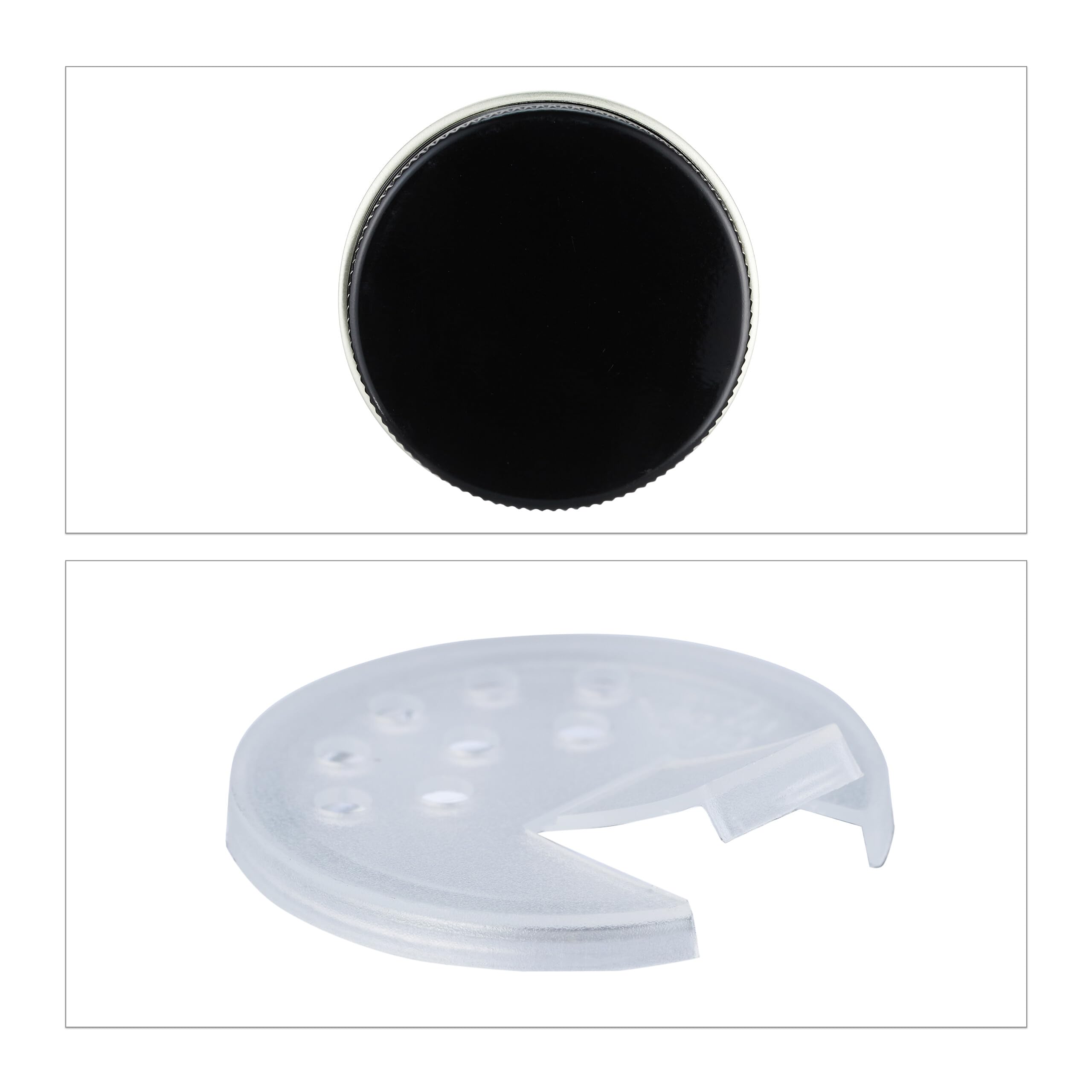 Relaxdays Salière & poivrière, Set de 12, 120 ML, Embout tamiseur, étiquettes, marqueur, Entonnoir, Transparent/Noir