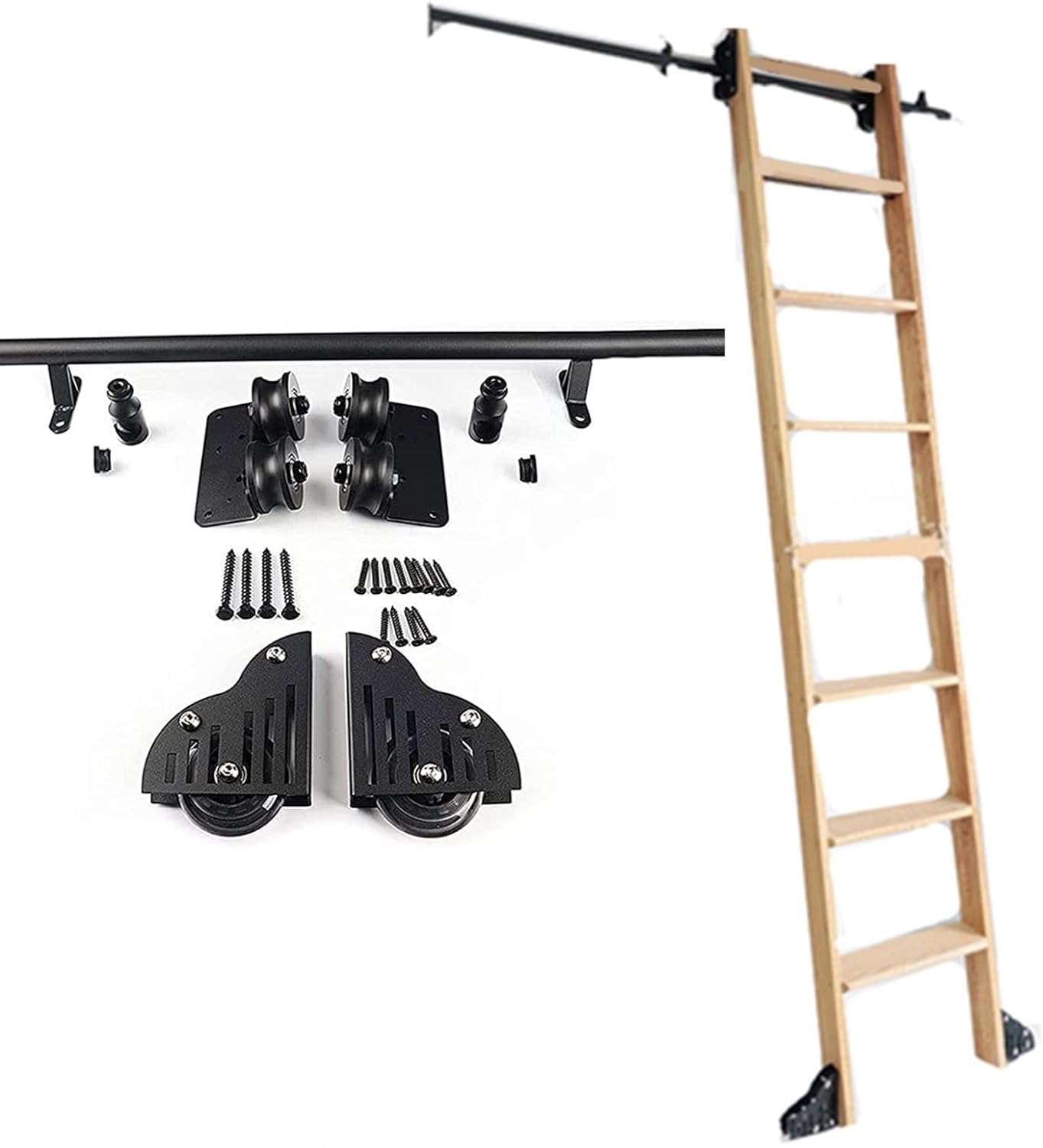 Kit de rails pour échelle roulante de bibliothèque idéal pour salon chaleureux et loft moderne