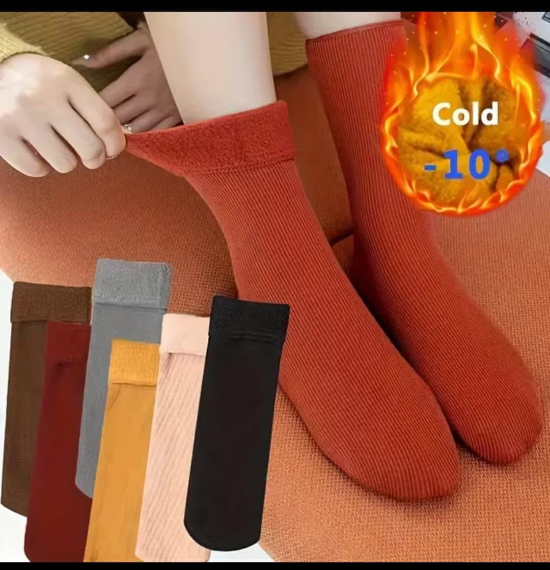 WKLOUYHE Winter 6 Pcs Adult Thick Warm Fleece Lined Thermal Ribbed Snow Wool Fur Ankle Length Socks Plush Men/Women Fashion Fuzzy Solid Color Velvet Snow Socks_Multicolour(Free Size) - Image 7 thumbnail