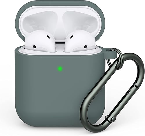 LELONG - Funda protectora de silicona suave y con llavero para carcasa de carga de Apple Airpods 1 y 2, con luz led delantera, para hombres y