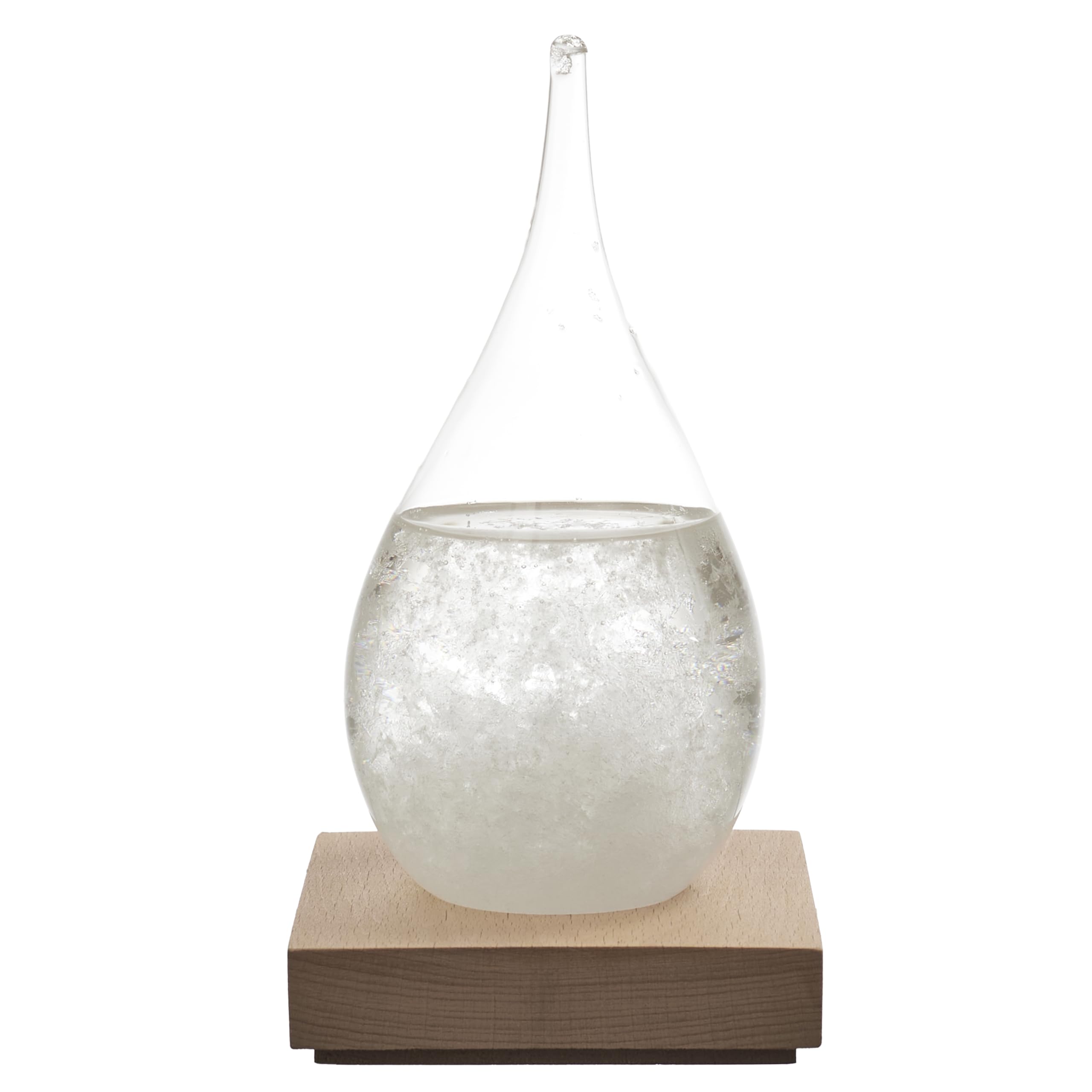 HOME DECO FACTORY, HD0384, Tempest Glass H17 cm - Elegancki i funkcjonalny przedmiot dekoracyjny, oryginalny barometr z kryształkami, drewniana podstawa
