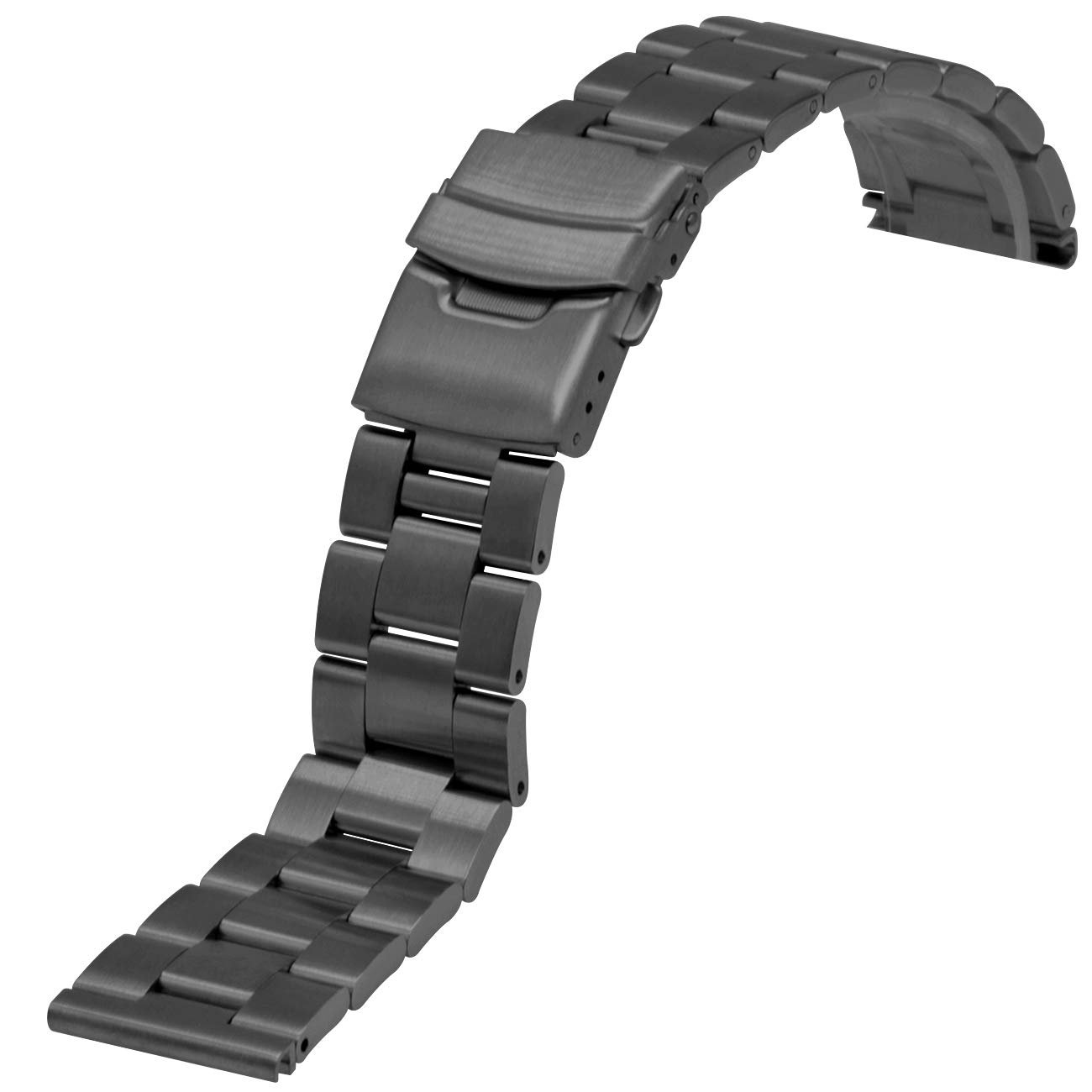 Kegelförmige Edelstahl-Uhrenarmbänder für Männer und Frauen, 22 mm, Metallband, Schnellverschluss-Armband, schwarz