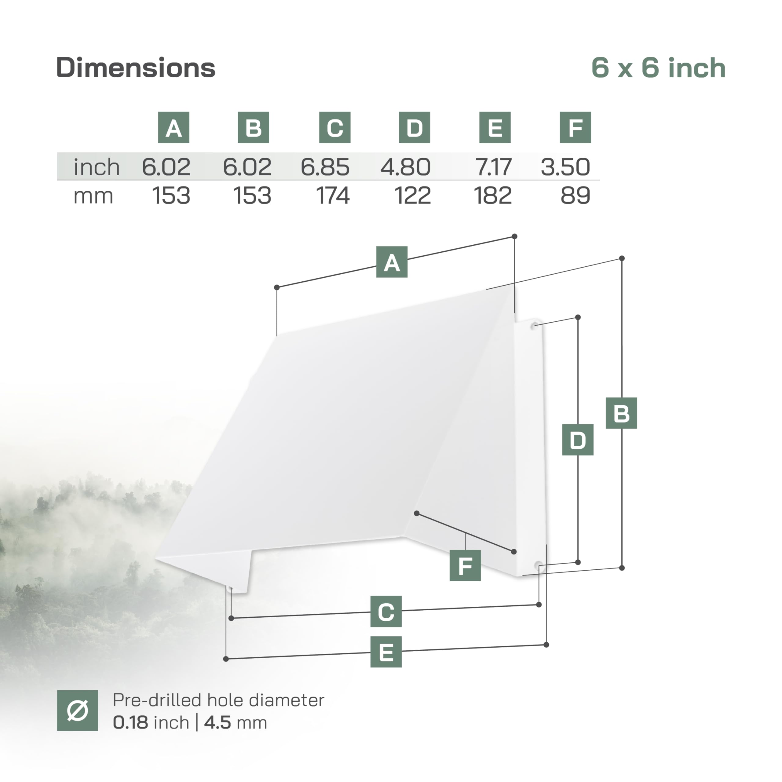 Vent Systems 15,24 x 15,24 cm Déflecteur de Ventilation en Acier Galvanisé Blanc – Déflecteur de Ventilation pour Sèche-Linge Mural et Climatisation – Protection d’Évacuation Extérieure pour