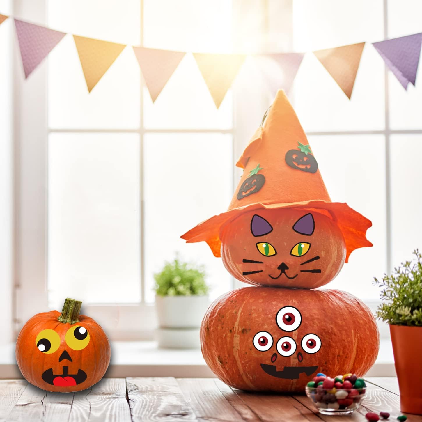 ButyHome 46 Pack Halloween Pumpkin Decorating Stickers Funny Pumpkin Face Stickers for Kids Toddlers Classic Pumpkin Expressions Crafts Stickers Trick or Treat Party Favors Gifts Decor Idea 12 Sheets : Toys & Games