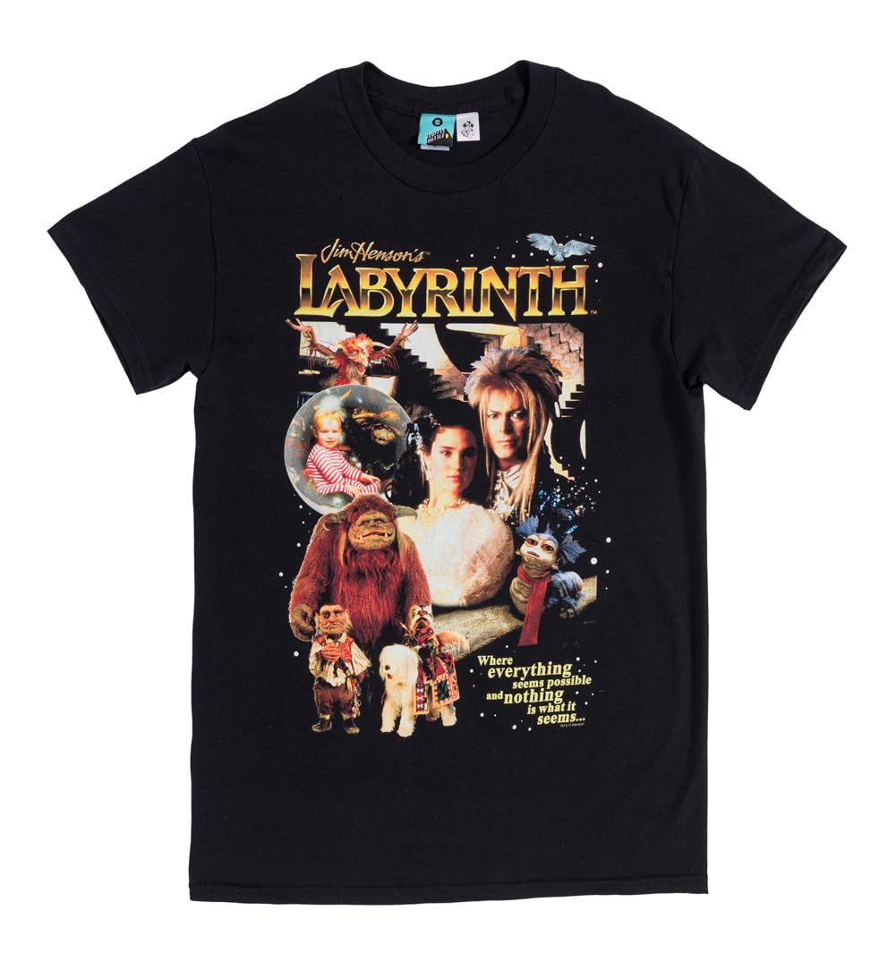 TruffleShuffle Unisex Retro Labyrinth T-Shirt Black | Non-Fading | 100% Cotton | Perfect for 80s Movie Fans