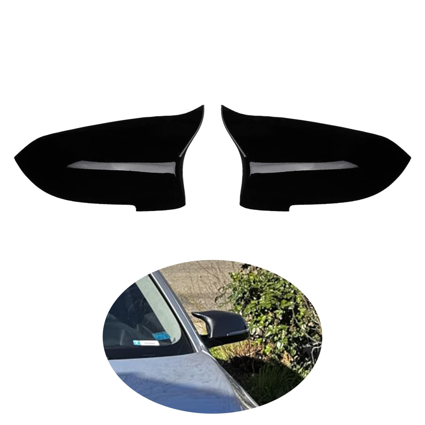 Calotte Specchietti Retrovisori per BMW Serie 5 F10 F11 F07, Serie 6 F06 F12 F13, Serie 7 F02 Coppia Gusci Ricambio Nero Lucido 2013-2018