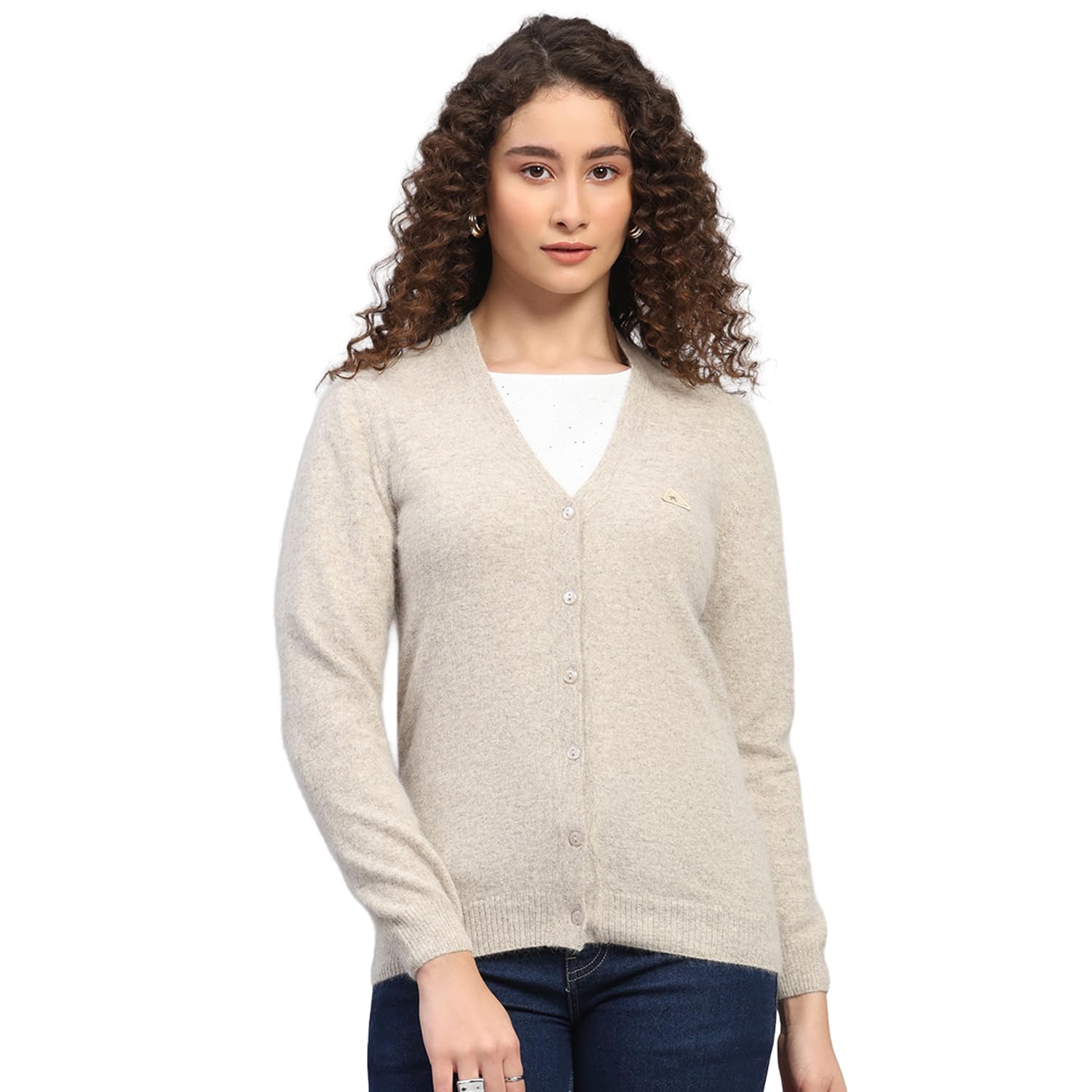 monte carlo Womens Regular Fit Solid V Neck Button Closure Full Sleeves Winter Cardigan| Warm Woolen Buttoned Sweater for Ladies | Stylish Knitted Cardigan for Women's (Pack of 1)-picture-19