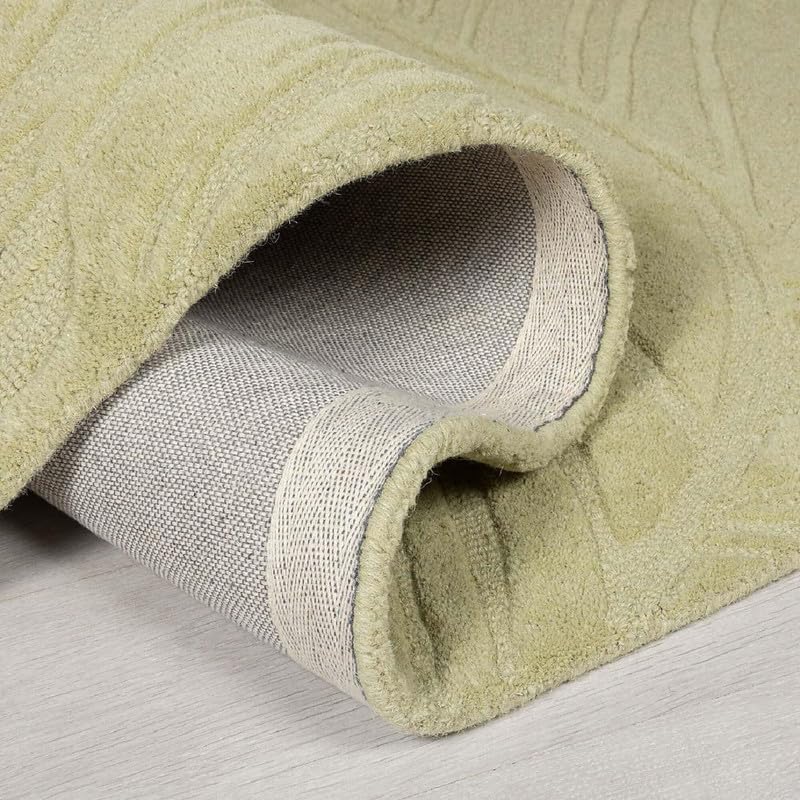 Image of Hand Tufted Modern Design Exported Collection High Low Pattern Wool Carpet for Living Room, Bedroom & Hall (Green, 15 x 20 Feet)