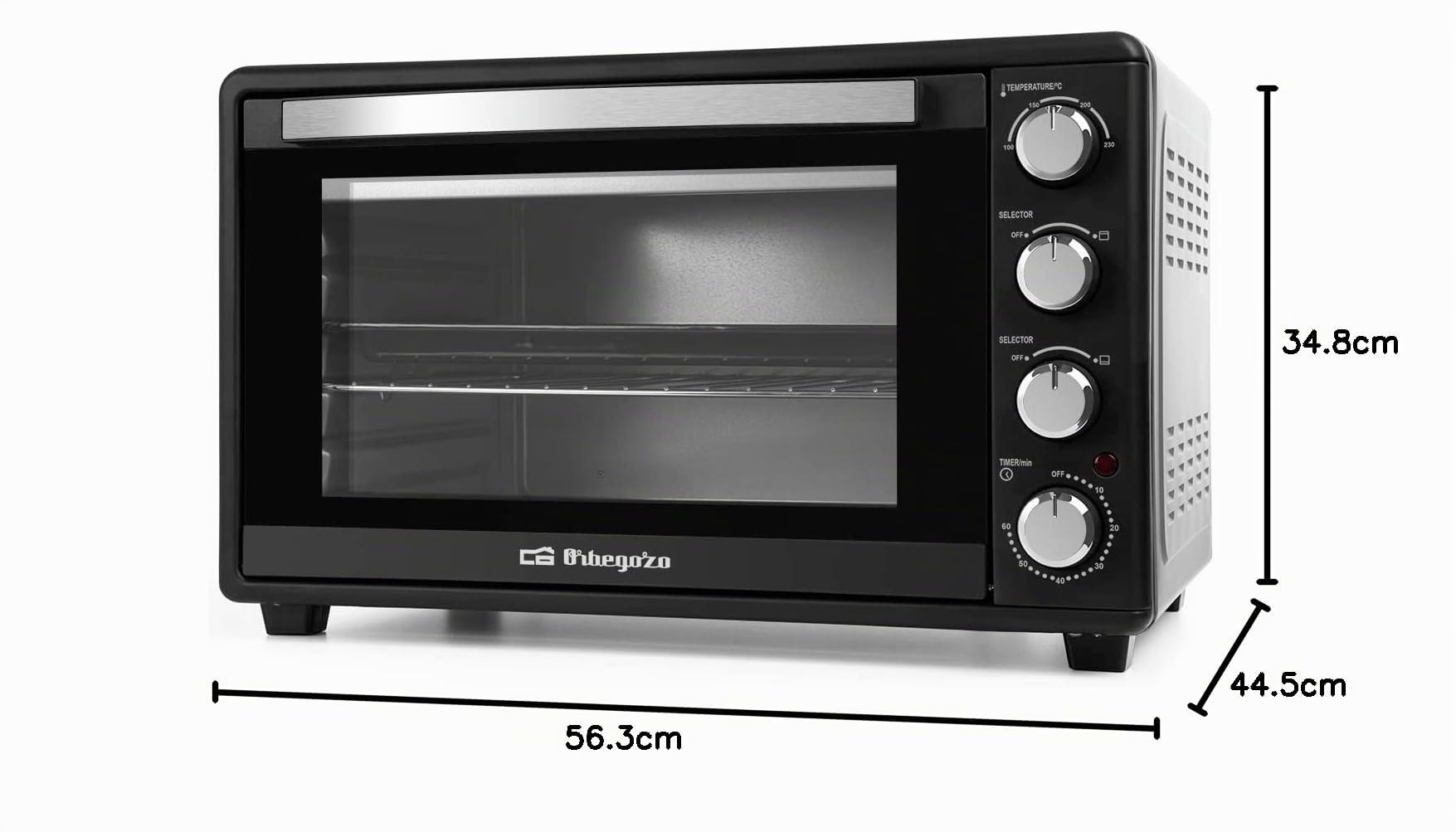 Orbegozo HCI 5045 - Four électrique de table, thermostat réglable, minuterie, témoin lumineux, 45 litres, 2000 W, [Exclusive Amazon]