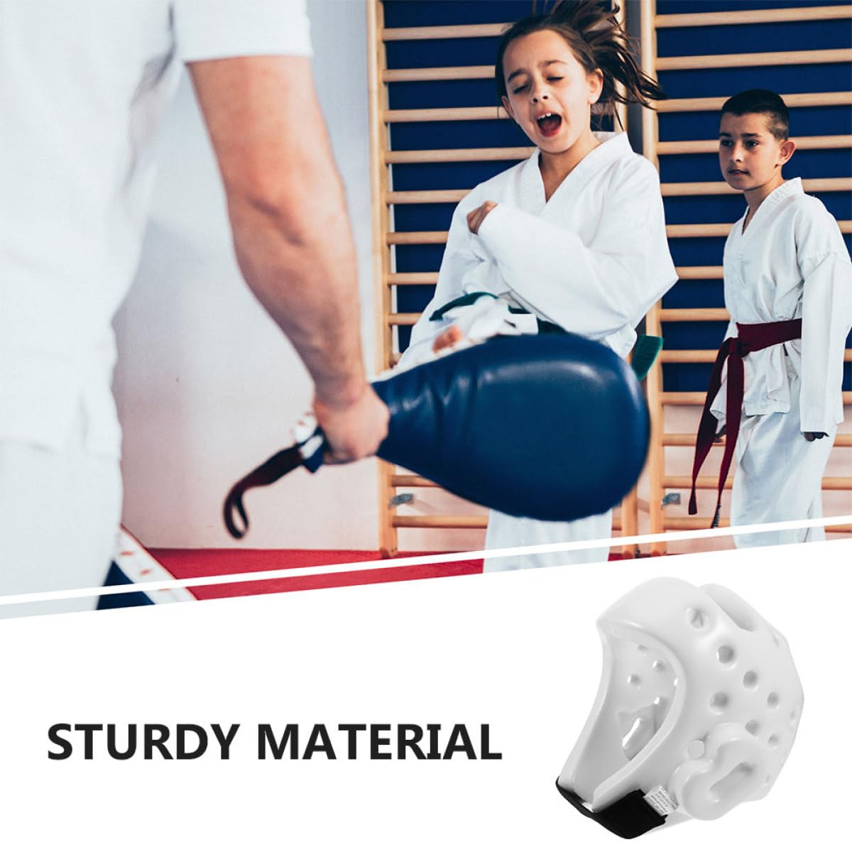 VICASKY Casco da Boxe Bianco in Pu Traspirante e Pratico per Protezioni Taekwondo, Adatto per Allenamento e Sparring Durante Attività di Boxing e Arti Marziali