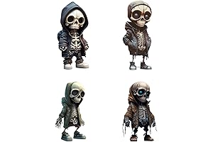 Spooky Skull Decor: 4 Horror Icon Garden Gnomes for Eerie Halloween Ambiance
