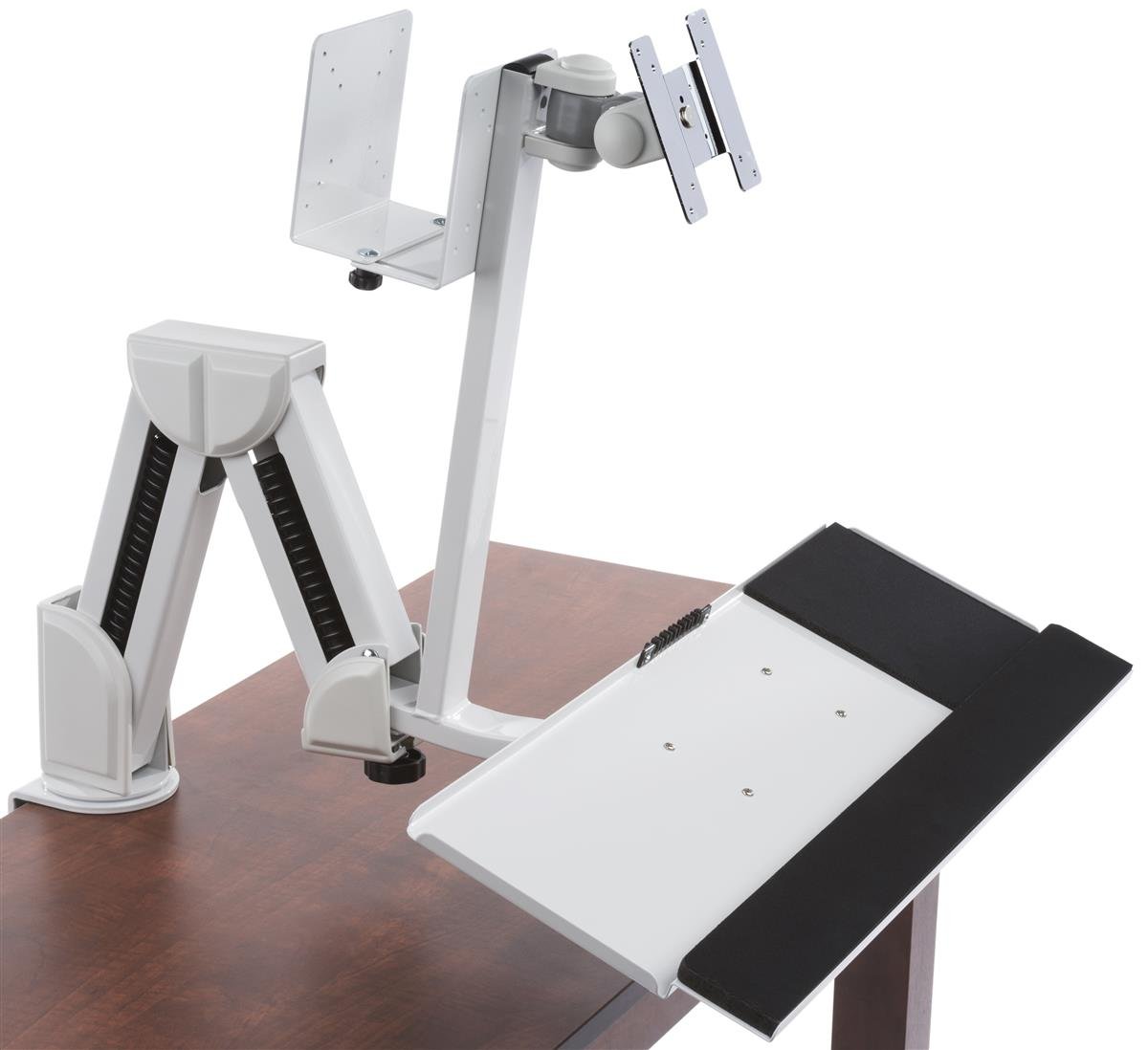 Amazon.com: Displays2go Articulating Monitor & Tablet Work Station, Mounts  on Counter or Wall, Steel & Aluminum Construction – White (DWSSW02WT) :  Electronics