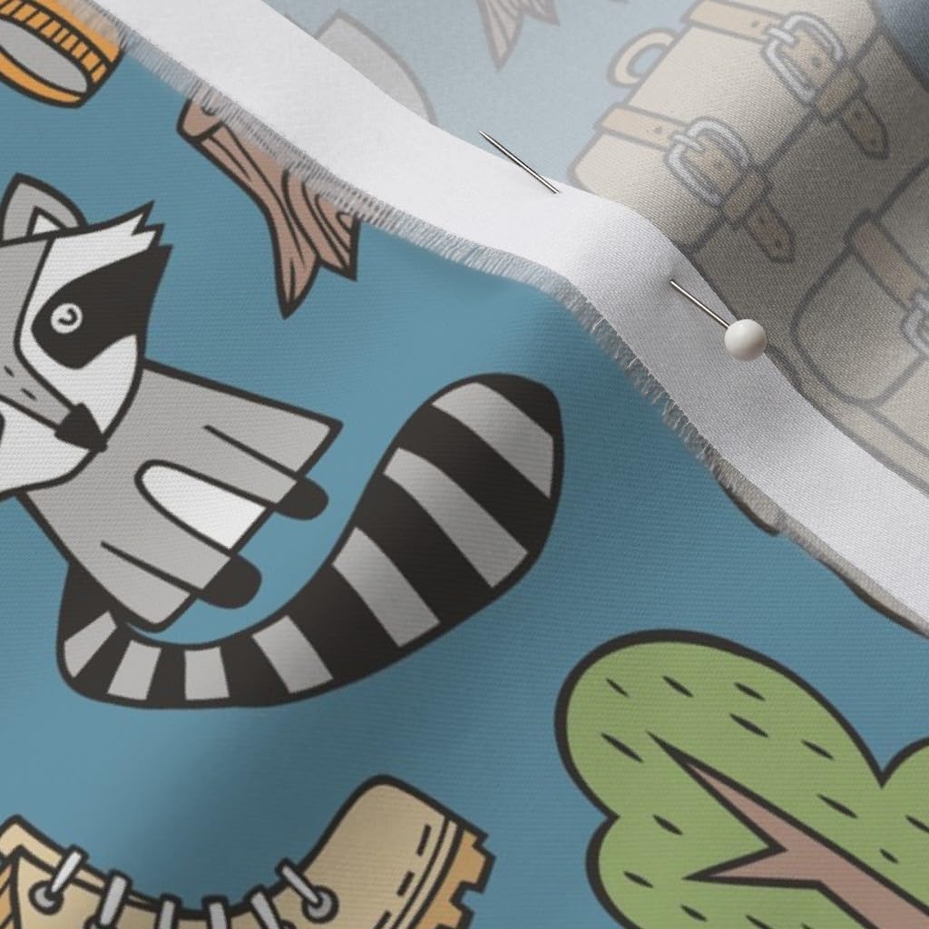 Spoonflower Fabric - Woodland Forest Animal Outdoor Camping Nursery Kid Printed on Organic Cotton Sateen Fabric by The Yard - Sewing Quilting Apparel Home Decor
