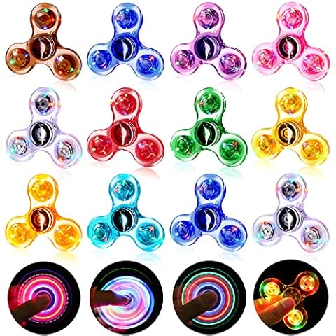 Gigilli 12 Packs Fidget Spinners for Kids Adults, Light up Valentines Party Favors for Kids 8-12 Goodie Bag Stuffers, ADHD Fidget Toys Bulk Glow in The Dark Party Supplies Fidgets for Classroom Prizes Cover