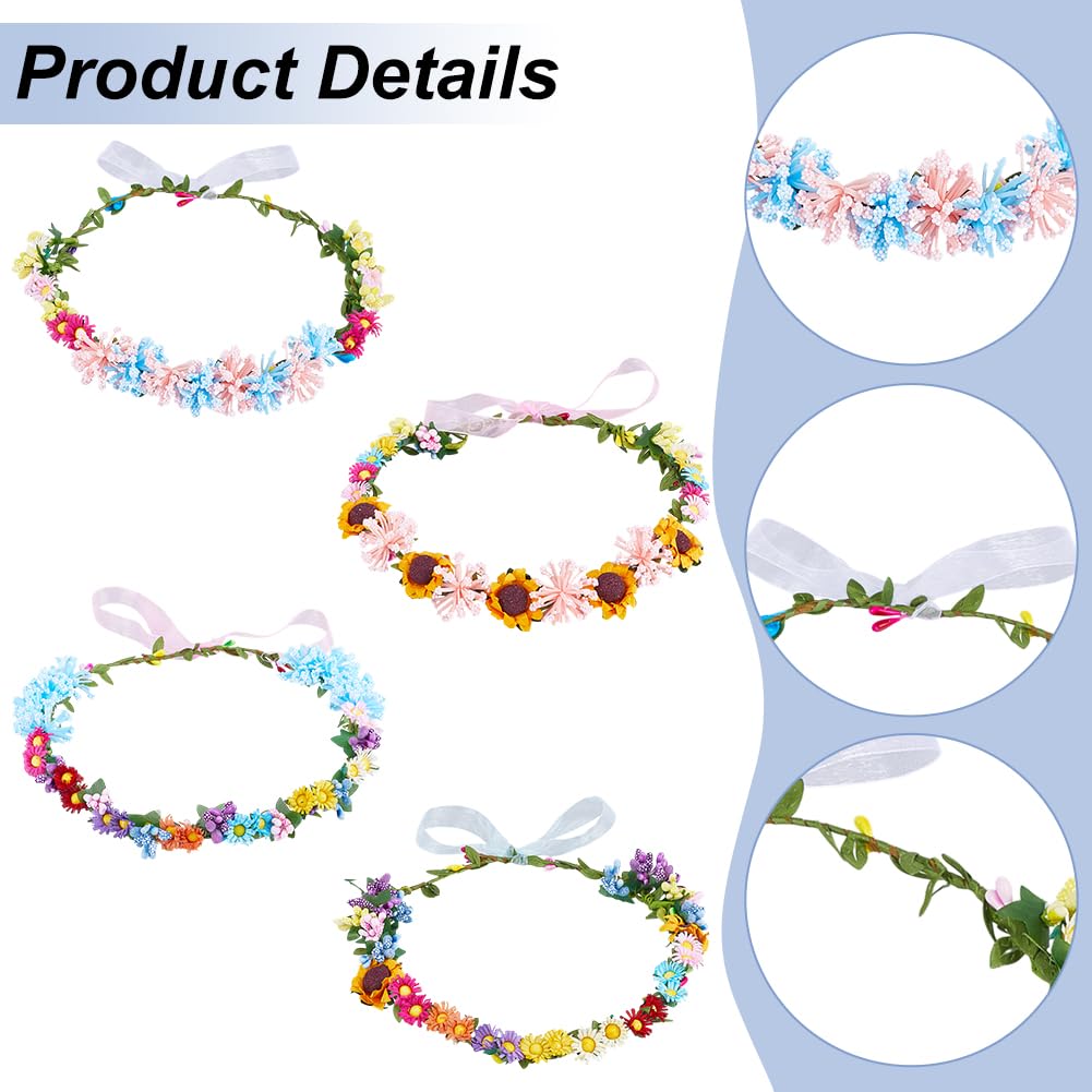 INFUNLY Lot de 20 couronnes de fleurs pour faire votre propre couronne florale, guirlande de marguerites, bandeaux, accessoires pour cheveux faits à la main pour fête d'anniversaire, décoration de