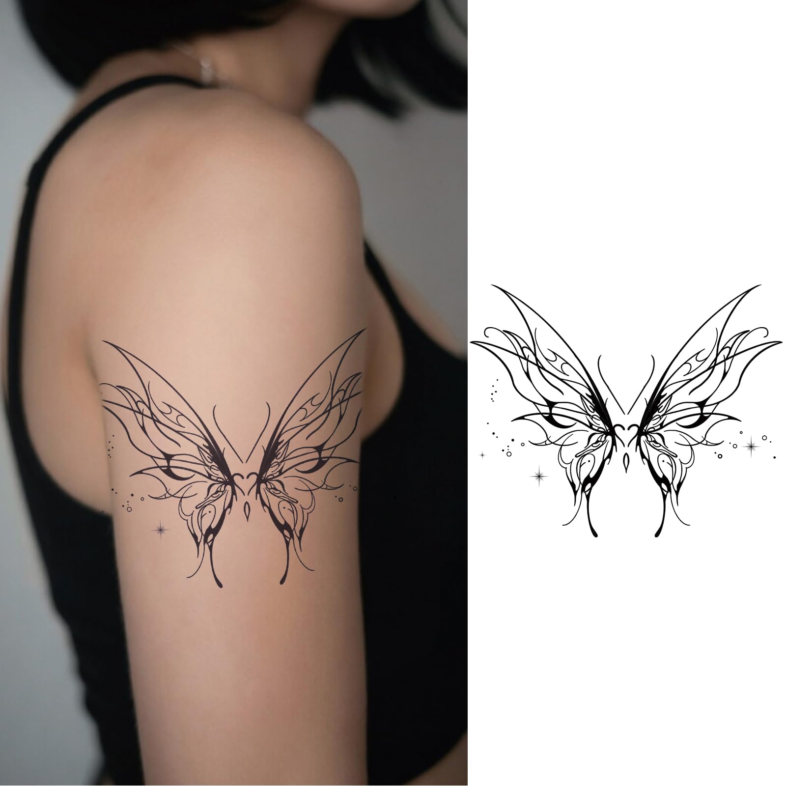 Tribal Cyber Sigilism Butterfly Semi Permanent Temporary Tattoos