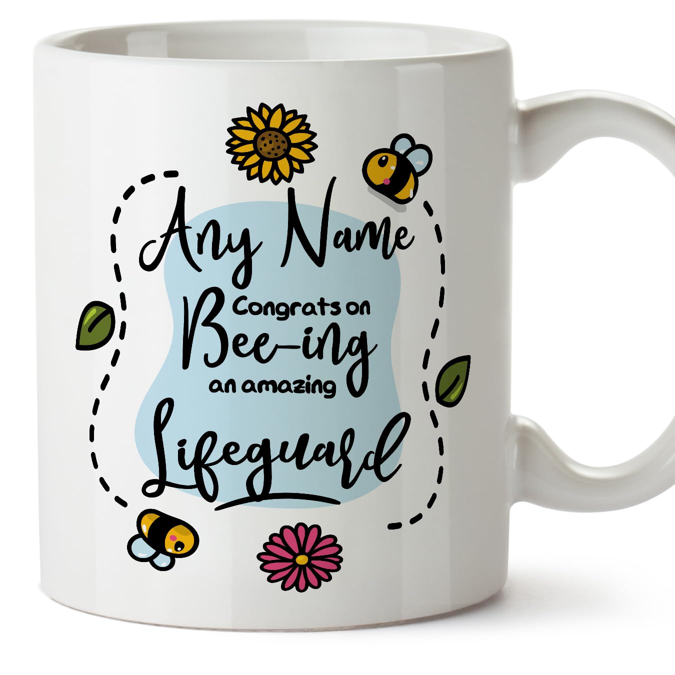 MUGFFINS Personalised Mug for Lifeguard - in English - Thanks for Beeing - Funny Custom Gift for Colleagues - Ceramic 11oz Mug