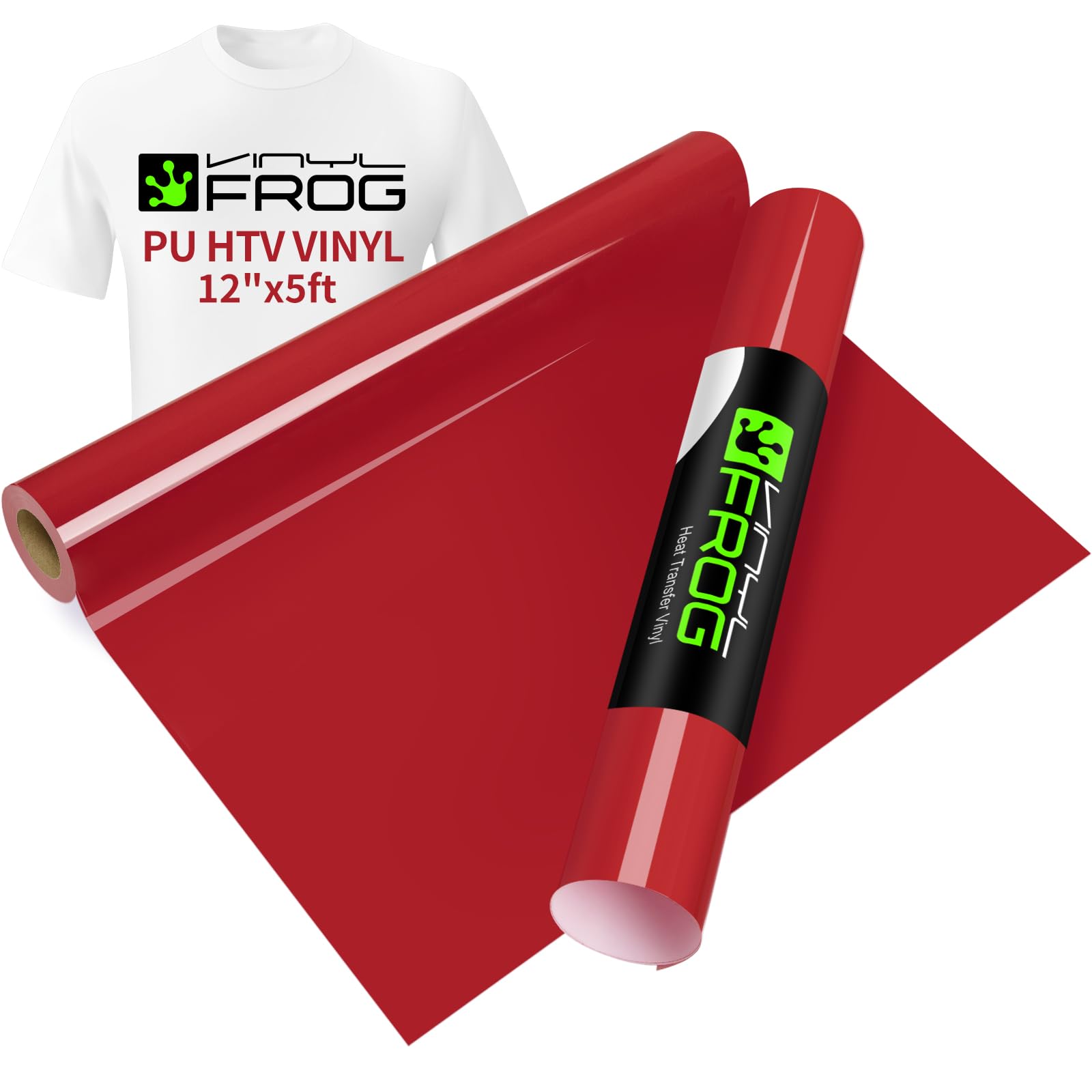 VINYL FROG Red Heat Transfer Vinyl Roll 12" x5ft Matte HTV Vinyl