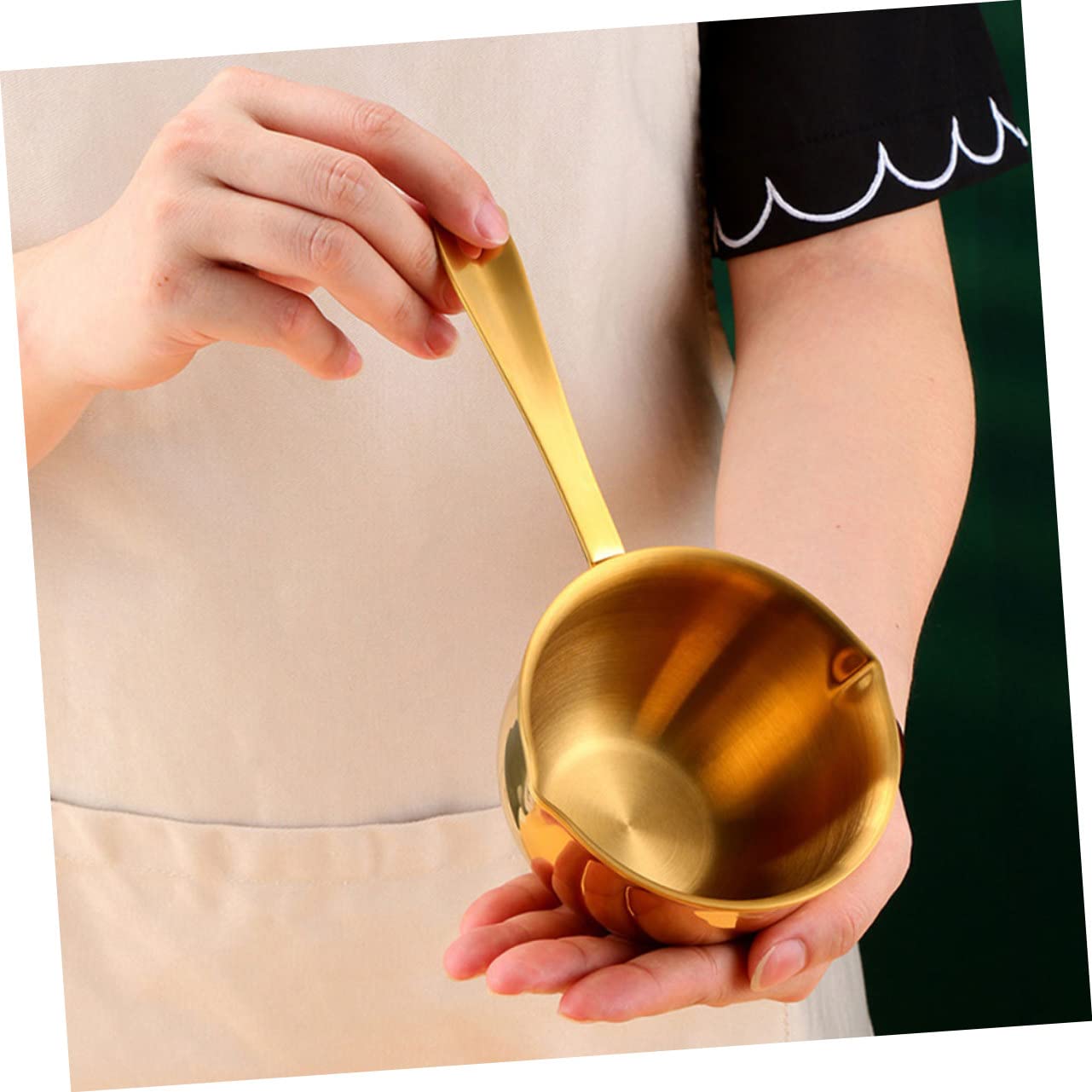 DECHOUS Pentolino 10cm in Acciaio Inox 304, Mini Pentola per Salsa da 200ml con Manico, Multiuso e Anti-scottatura per Casa