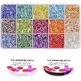 10000pcs Beading Glass Bugle Seed Beads, 6mm Pony Beads Kit with Crystal Rope for DIY Bracelets Earring Clothes Decoration Jewelry Making (6mm, 15colors-Glass beadsA)