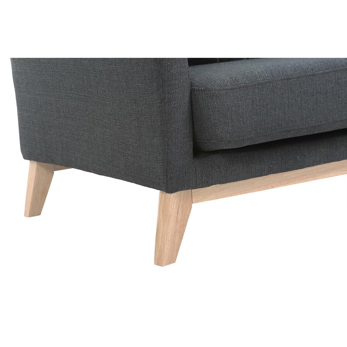 Miliboo Canapé scandinave déhoussable 2 Places en Tissu Gris foncé et Bois Clair Oslo