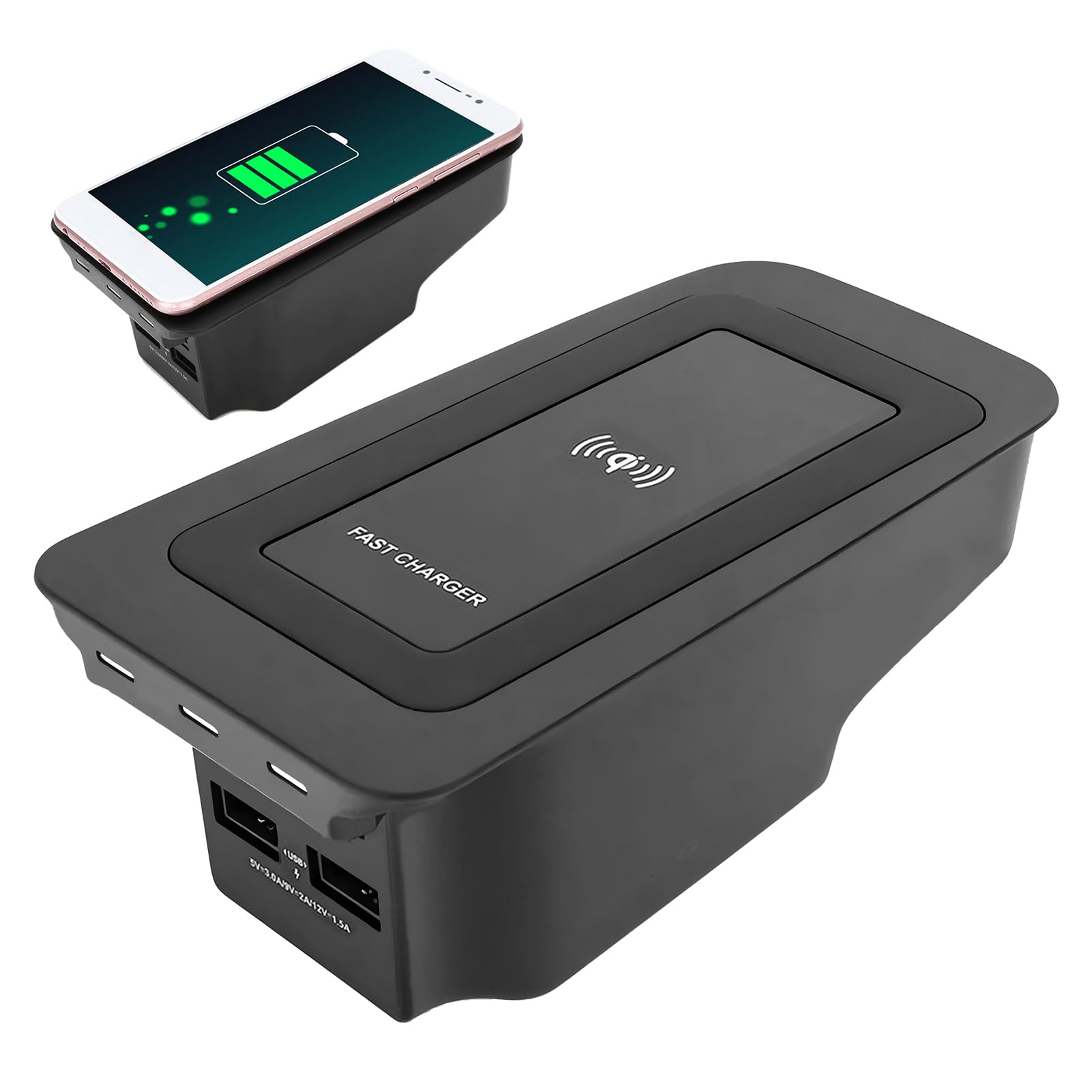 Caricabatterie wireless 15 W, protezione sovratensione, spegnimento automatico a piena carica, funziona con tutti i dispositivi abilitati Qi, applicabile per