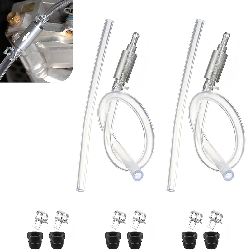 2 PCS Motorcycle Brake Bleeder Hose Kit – Hydraulic Brake & Clutch System Bleeding Tools with One-way Check Valve, Efficient Maintenance & Leak-free Performance, Fits for Most Cars (Silver)