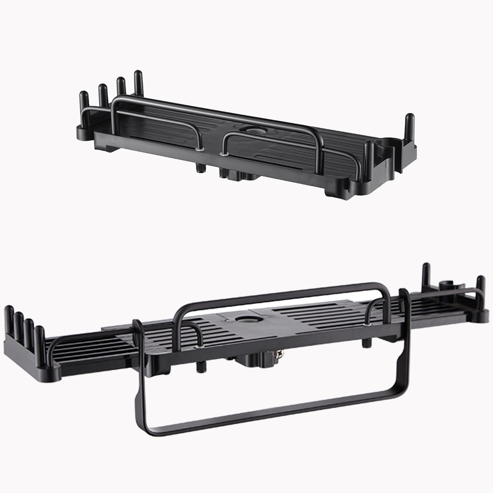 Nucelit 2Set Telescopic Shower Rod Hanger Organizers Soap Tray None Punching Shower Shelf Retractable Bathroom Shelf Rack Easily Install