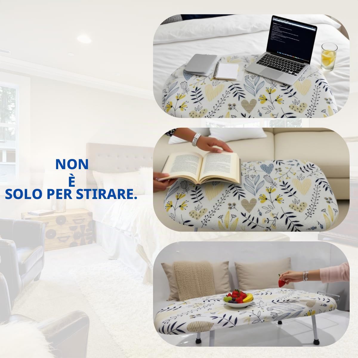 Asse da stiro da tavolo, piccola asse da stiro, compatta, portatile, con tappetino in silicone per appoggiare il ferro da stiro, salvaspazio, per uso domestico, da tavolo, da viaggio, 60 x 37