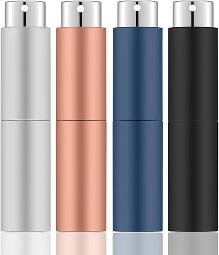 Lil Ray Mini atomizador de perfume portátil de 0.3 fl oz (4 unidades), pulverizador atomizador recargable de viaje para perfume, colonia, fragancia