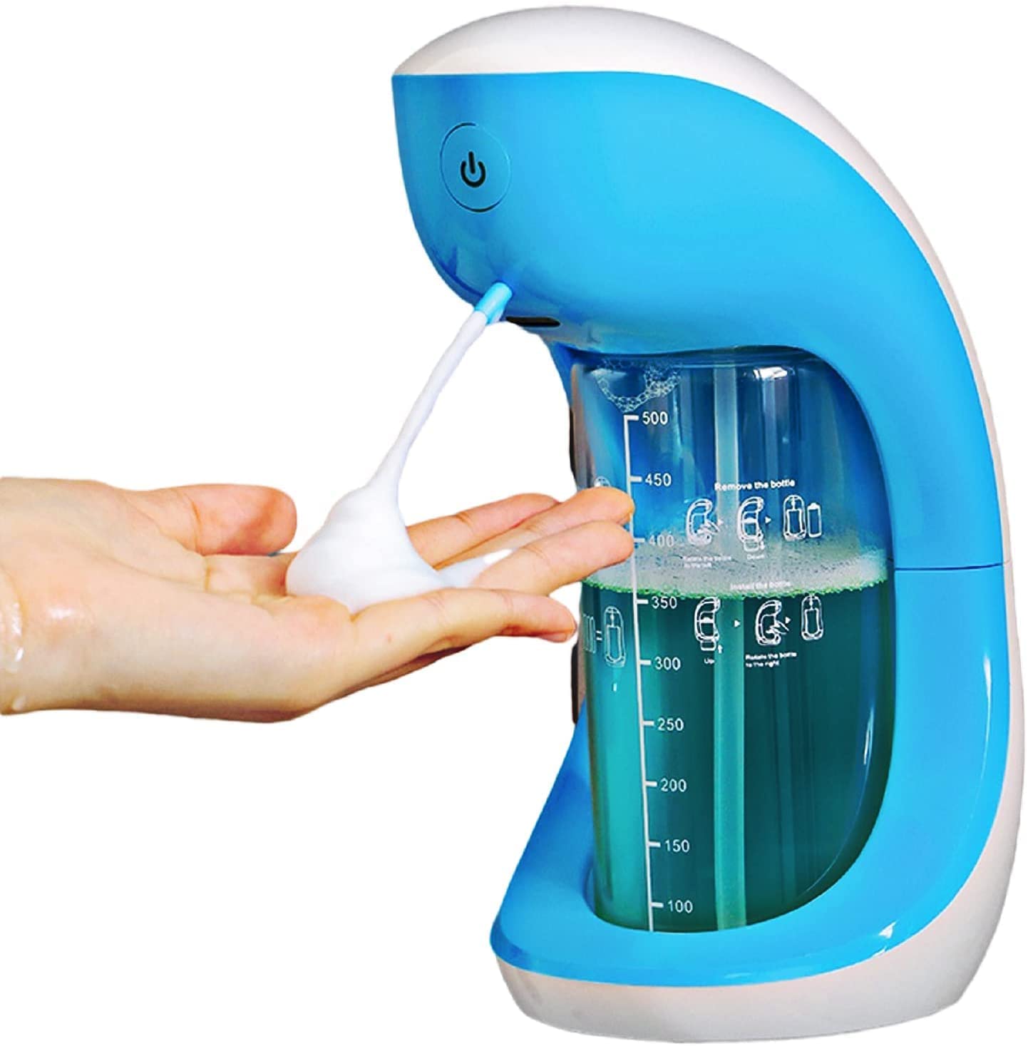 NAGATA Automatic Foam Soap Dispenser, Simple Children's Bathroom Automatic Soap Dispenser -17oz Capacity,Blue.