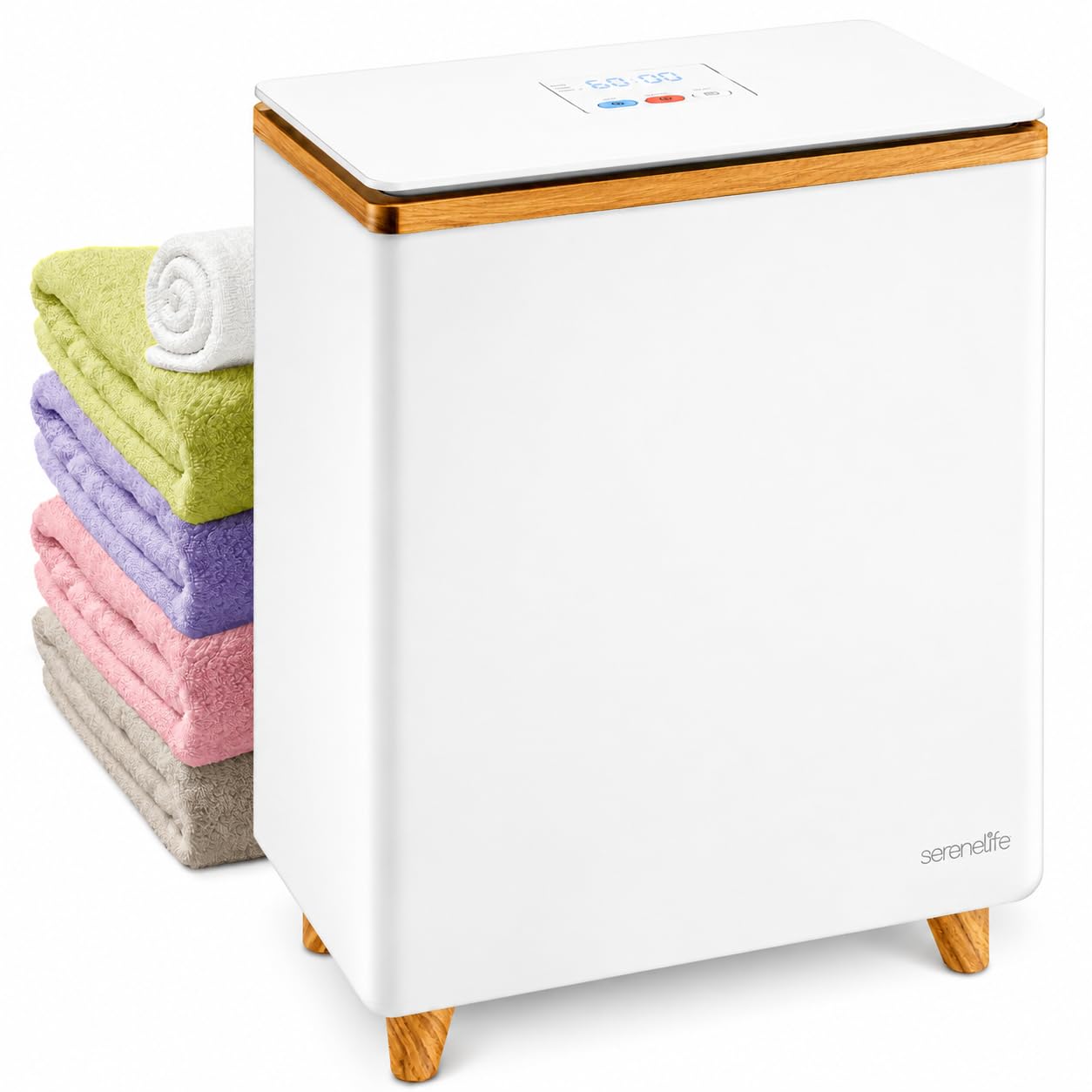 SereneLife calentador de toallas rectangular, Towel warmer, Spa, Calientatoallas electrico, Para baño, Apagado automatico, Portatil, Ideal para 2 toallas grandes, Mantas, Batas de baño, Pijamas
