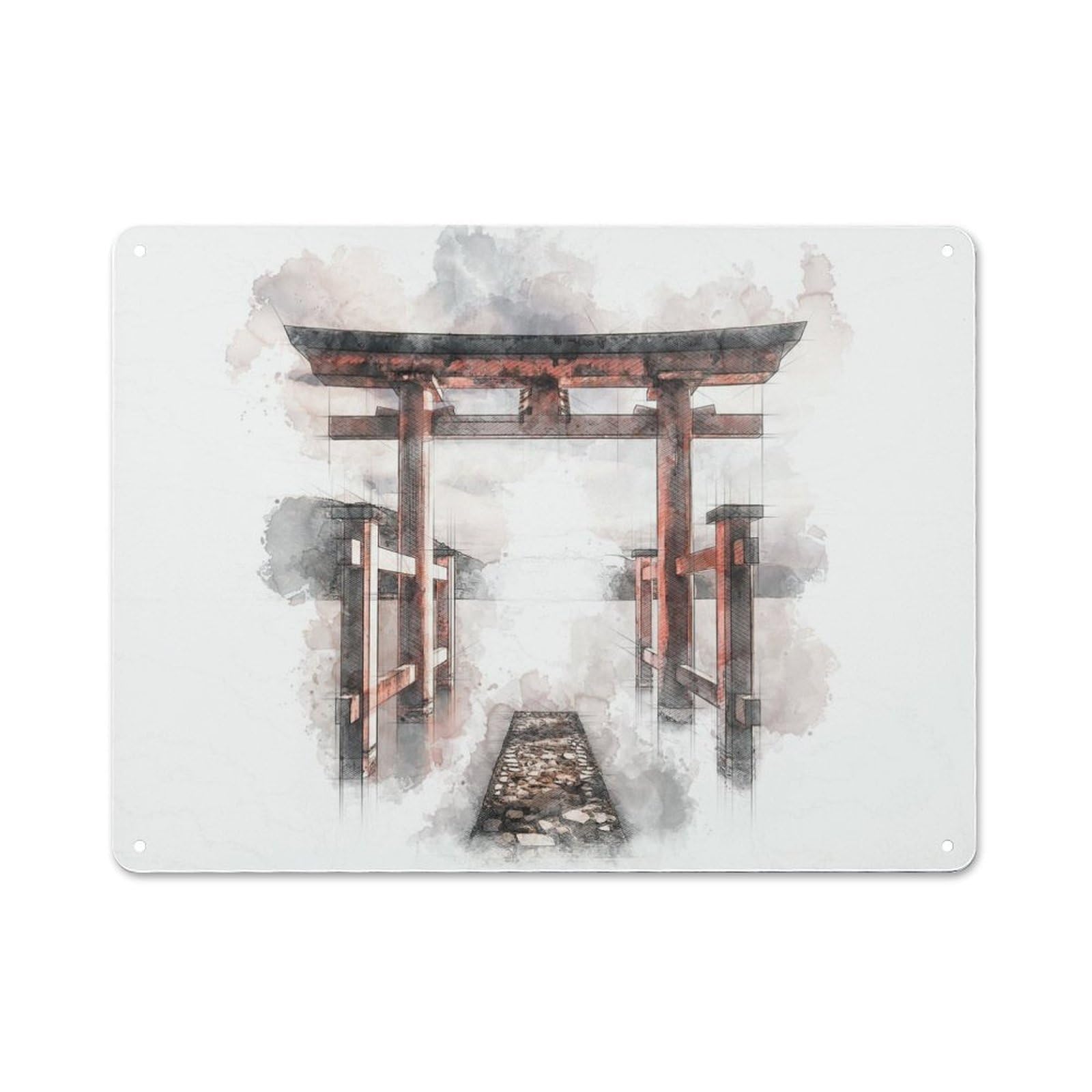 Junmoney Style-6 Japanese Torii Gate Country Metal Wall Decor 30X40cm, Decorative Tin Sign For Farmhouse Kitchen, Pantry Or Dining Area