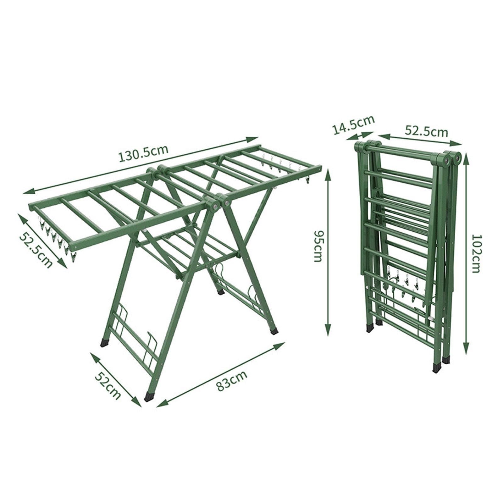Faltbarer Wäscheständer mit 2 Ebenen, leichter Aluminium-Trockenständer für drinnen und draußen, platzsparendes, freistehendes Design, 130 cm
