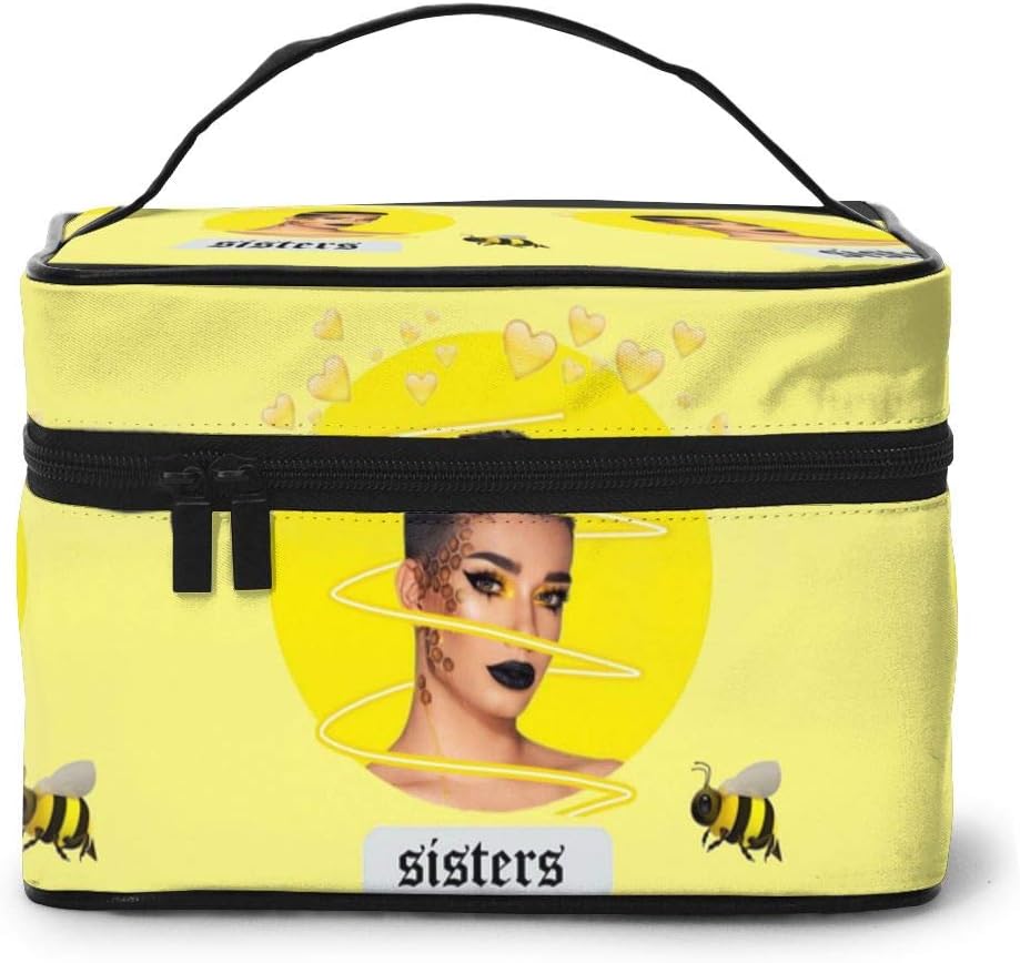 Jam-es Ch-arles Travel Cosmetic Bags Organizer Toiletry Bags Portable Makeup Train Case