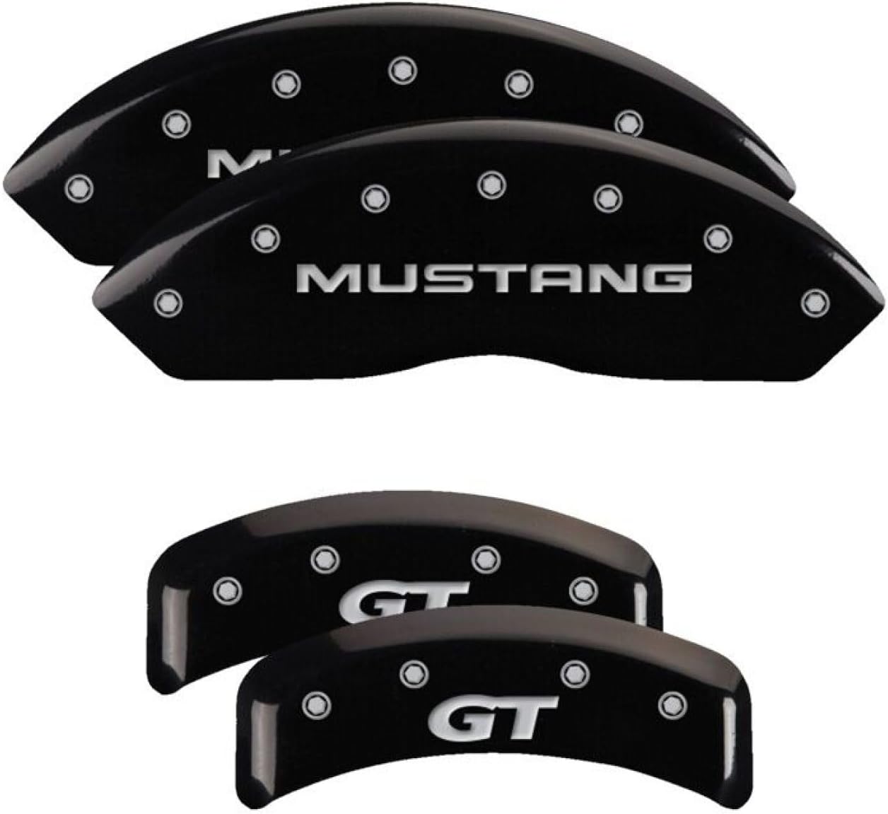 MGP Caliper Covers 10095SMG1BK Black Brake Covers Engraved with Silver Mustang/GT (SN95) (Set of 4)