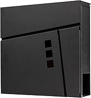 Vista 15 de Buzón de acero con bloqueo montado en la pared al aire libre en Valencia Carbon Black, Tamaño: 4.3"D x 14.3"W x 14.3"H, El modelo MD25N cuenta