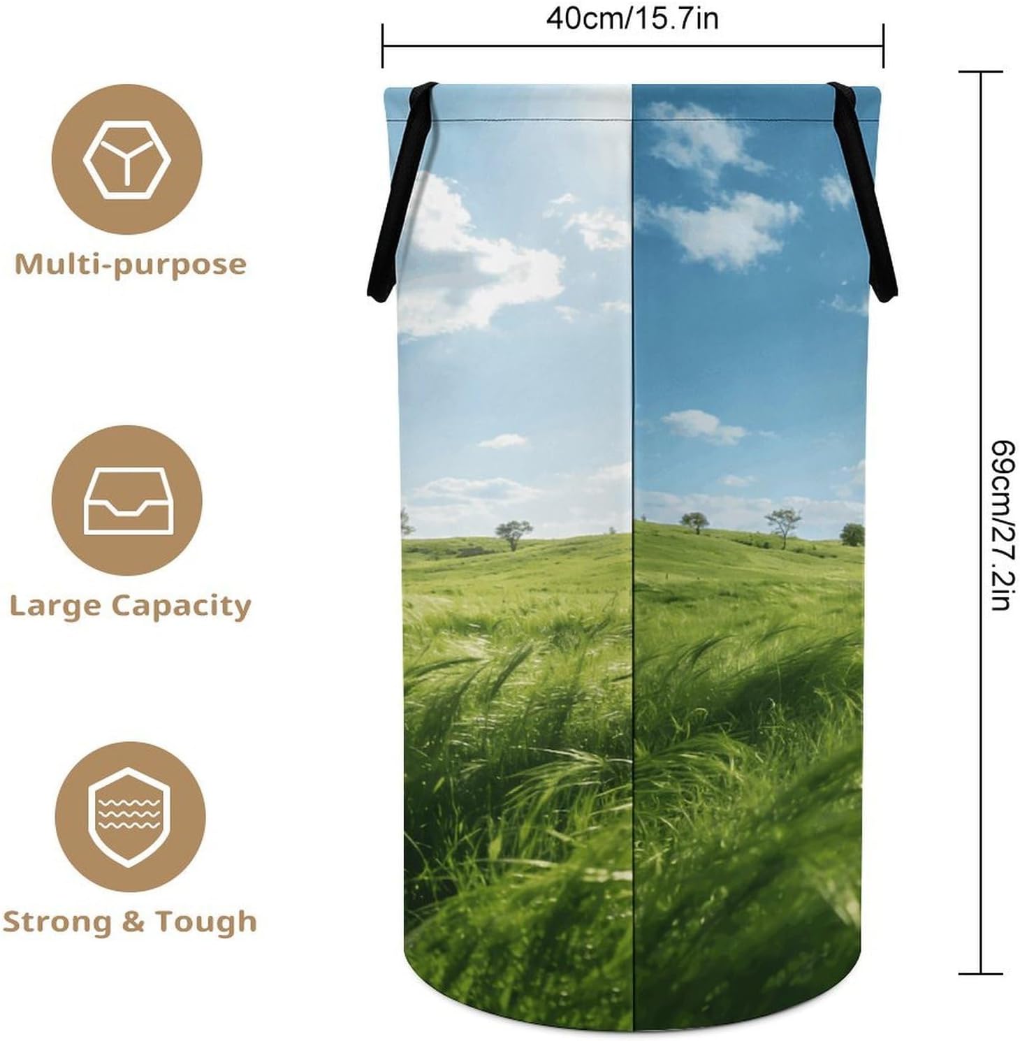 Green Prairie Stroll Laundry Hamper Portable Lightweight Clothes Hampers Fashion Dirty Laundry Storage Basket Large Capacity Foldable Clothes Baskets for Bathroom Bedroom