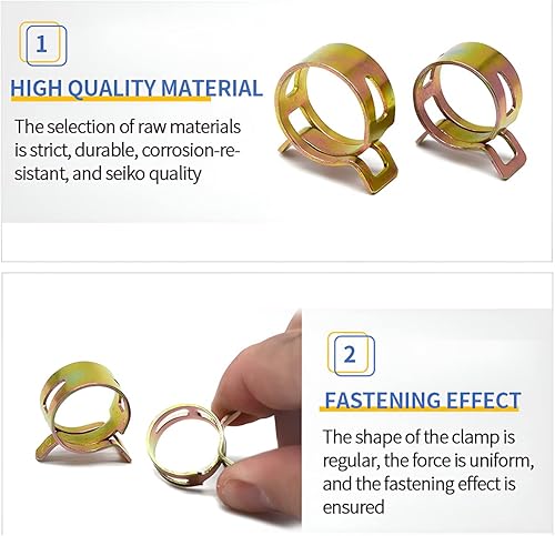 Miniatura 3 de BELOMI 60 piezas de kit de surtido de abrazadera de manguera de resorte, abrazadera de tubo de manguera de vacío de silicona para línea de