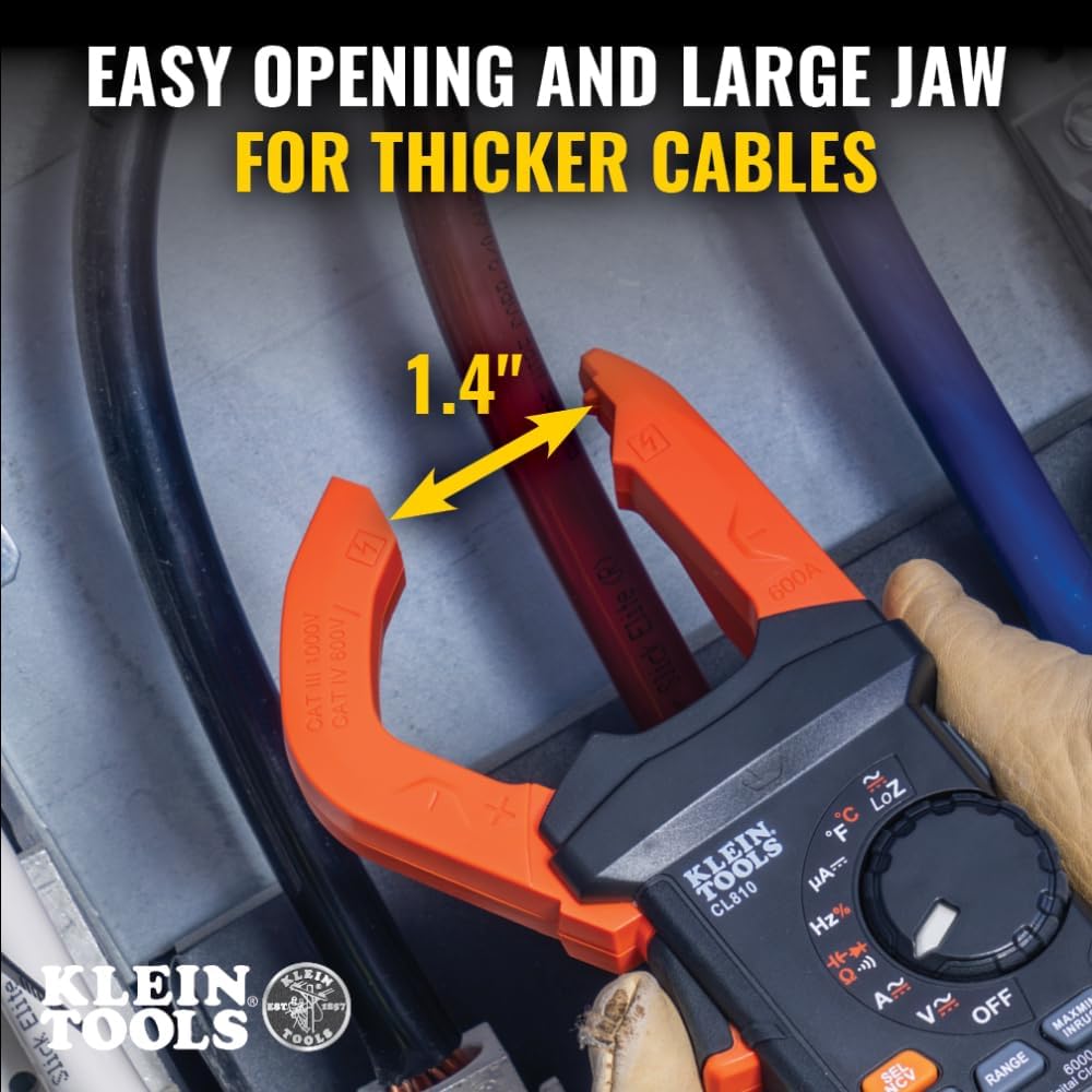 Klein Tools Clamp Meter Measures Thick Wires