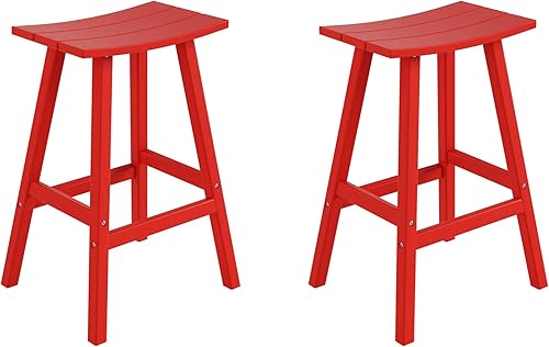 Miniatura 68 de Costaelm Juego de 2 taburetes de bar para todo tipo de clima, 29 pulgadas de altura, taburetes de bar Adirondack de polietileno para patio, terraza,