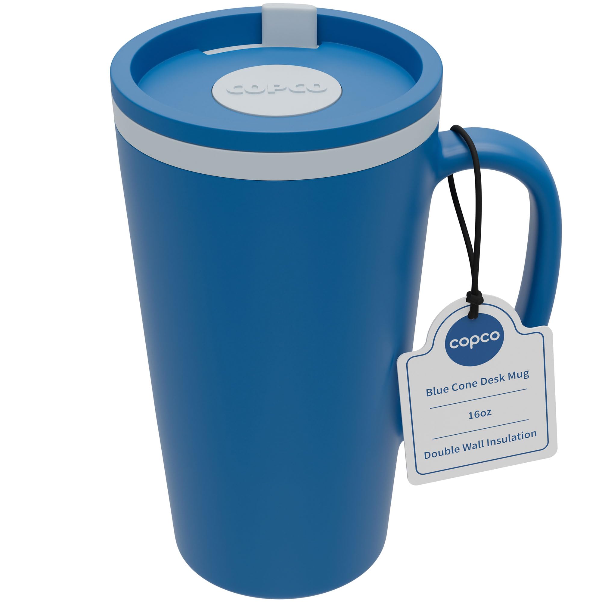 Amazon.com: Copco Cone Insulated Travel Coffee Mug with Handle, 16 oz -  Double Wall with Twist-Off Spill Resistant Lid, BPA-Free Plastic Cup for  Hot & Cold Drinks, Microwave & Dishwasher Safe (Blue) :
